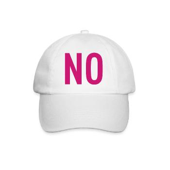 NO – Pink Typografie Statement - Baseballkappe - Weiß/Weiß - Vorne
