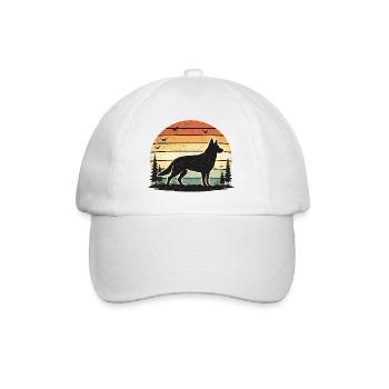 Wolf's call in retro sunset - Baseball Cap - white/white - Front