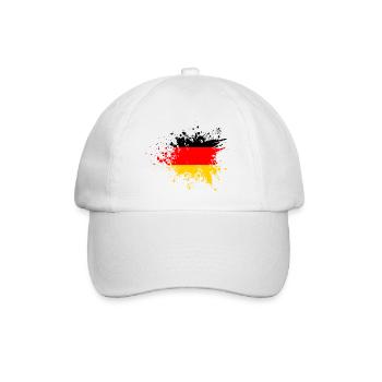 Deutschland Flagge Farbspritzer Klecks Farbklecks - Baseballkappe - Weiß/Weiß - Vorne