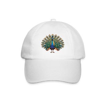 Peacock - Bird Sticker - Baseball Cap - white/white - Front