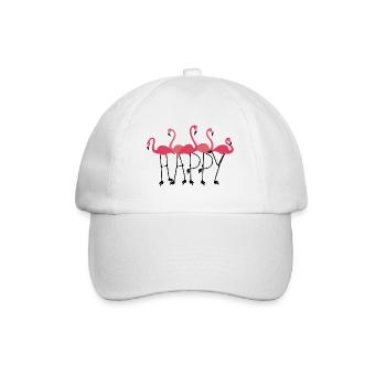 Happy Flamingos, the Happy Flamingos - Word - Baseball Cap - white/white - Front