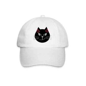 Katze mit Teufelshörnern - Baseballkappe - Weiß/Weiß - Vorne