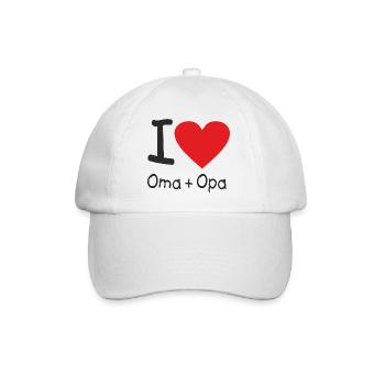 CD - I love Oma und Opa - Herz international - - Baseballkappe - Weiß/Weiß - Vorne