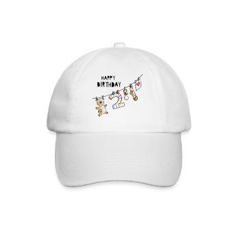 Happy Birthday - Zweiter Geburtstag - Zwei Jahre - Baseballkappe - Weiß/Weiß - Vorne