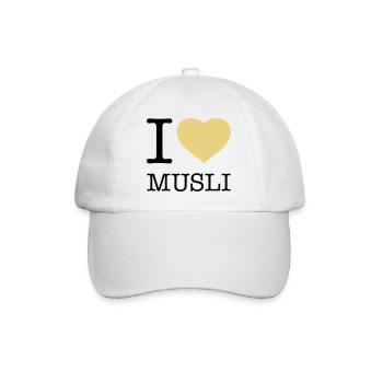 I LOVE MUSLI Müsli - Baseballkappe - Weiß/Weiß - Vorne