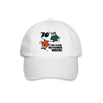 Geburtstag 70 und kein bisschen Weise, Eulen - Baseballkappe - Weiß/Weiß - Vorne