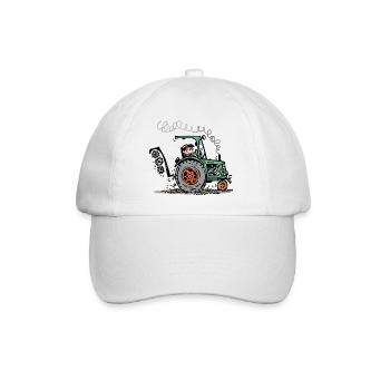 Grüner Traktor Cartoon - Baseballkappe - Weiß/Weiß - Vorne
