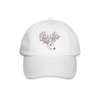 Chevreuil cerf fleur fleur floral printemps - Casquette classique - blanc/blanc - Devant