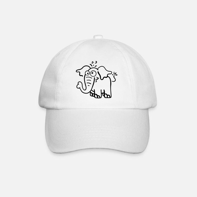 Knuffiger Elefant - Baseballkappe - Weiß/Weiß