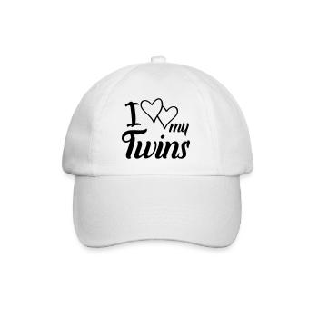 hearts i love my twins - Baseballkappe - Weiß/Weiß - Vorne
