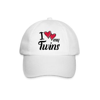 i love my twins hearts - Baseballkappe - Weiß/Weiß - Vorne