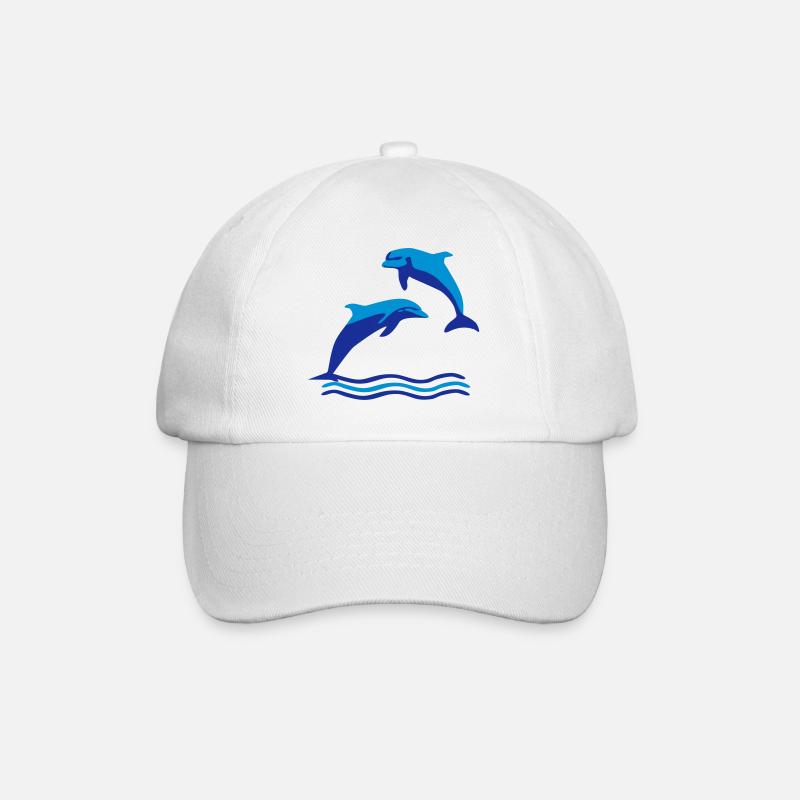 Delfine und Wellen, Delfin - Baseballkappe - Weiß/Weiß