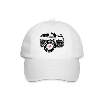 Black camera with flowers - Baseball Cap - white/white - Front