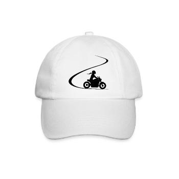 Biker in curve chopper motorcyclist cruiser - Baseball Cap - white/white - Front
