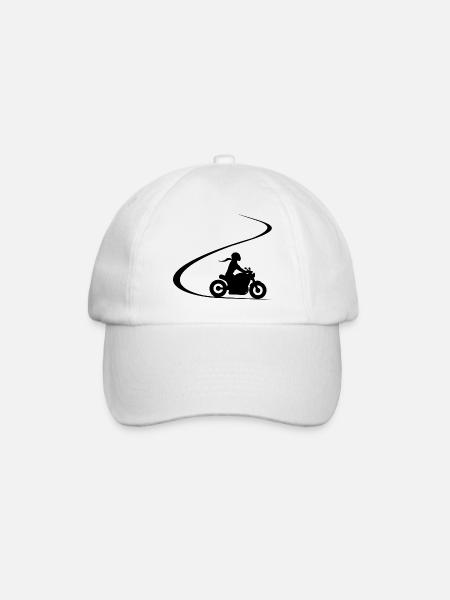 Bikerin Kurve Chopper Motorradfahrerin Cruiser - Baseballkappe - Weiß/Weiß