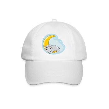 Cute sleeping hippo on the moon - Baseball Cap - white/white - Front