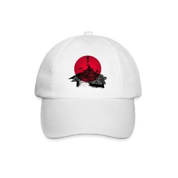 Black Japanese landscape and red sun - Baseball Cap - white/white - Front