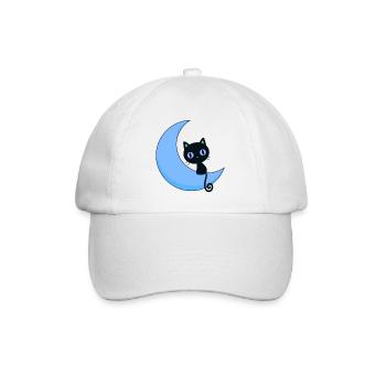 mignon chat avec lune,chat,lune - Casquette classique - blanc/blanc - Devant