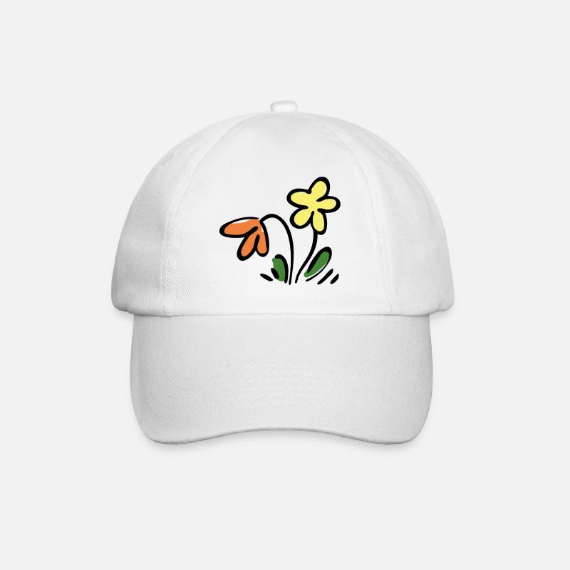 Blumen - Baseballkappe - Weiß/Weiß
