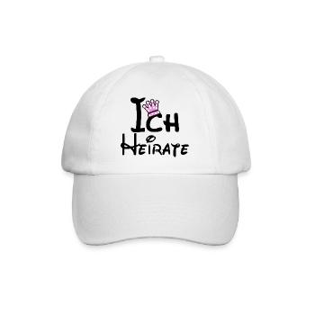 JGA - Braut T-Shirt - ICH HEIRATE - Baseballkappe - Weiß/Weiß - Vorne