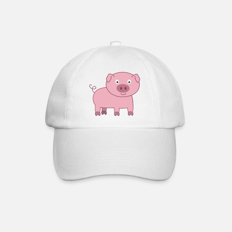 Schweinchen - Baseballkappe - Weiß/Weiß