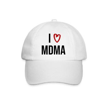 i love mdma Drogen Spruch Schrift - Baseballkappe - Weiß/Weiß - Vorne