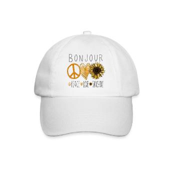 Bonjour Paix Amour Soleil Tournesol Coeur - Casquette classique - blanc/blanc - Devant