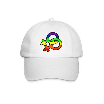 Gender-Lesben-Logo mit Regenbogen - Baseballkappe - Weiß/Weiß - Vorne