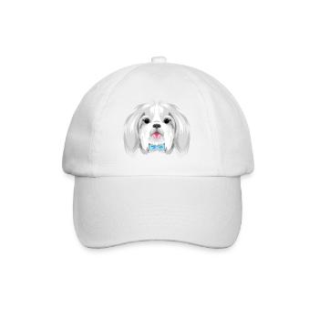 Portrait of a pretty Shih Tzu with blue bow - Baseball Cap - white/white - Front