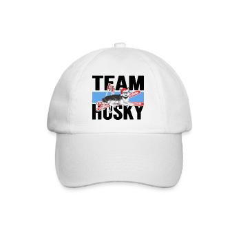 skijöring addict skiing with dog husky zughund - Baseball Cap - white/white - Front