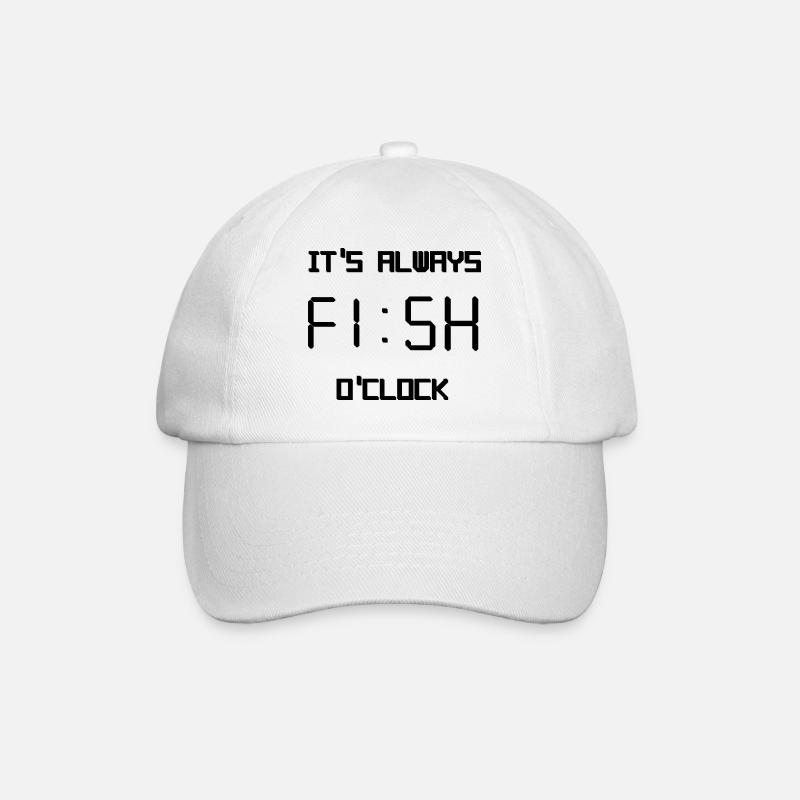 es ist immer Fisch Uhr - Baseballkappe - Weiß/Weiß