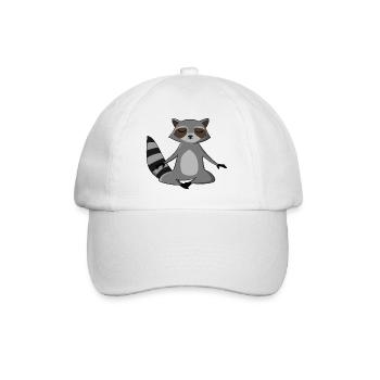 Waschbär Yoga Geschenkidee - Baseballkappe - Weiß/Weiß - Vorne