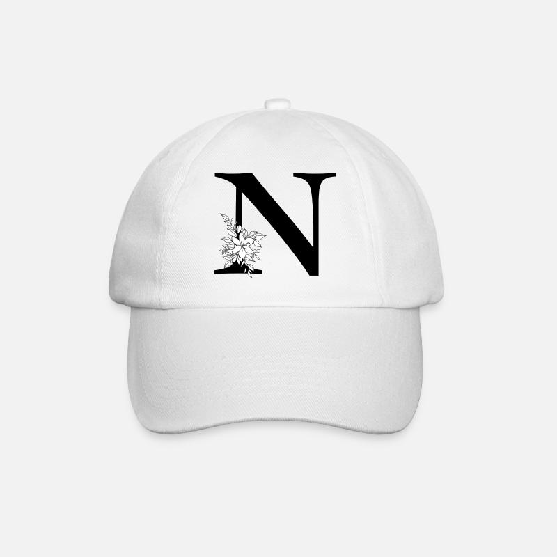 Letter N - Baseball Cap - white/white