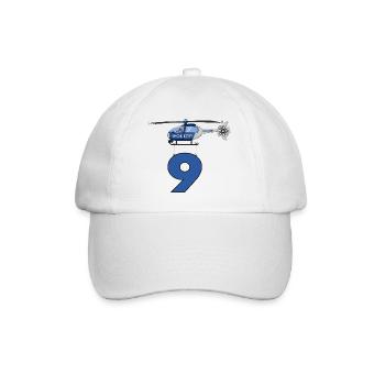 Polizei Hubschrauber 9. Geburtstag - Baseballkappe - Weiß/Weiß - Vorne