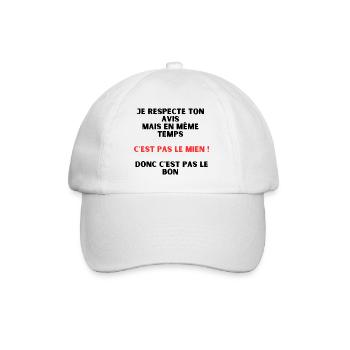 Je respecte ton avis, mais c'est pas le mien - Casquette classique - blanc/blanc - Devant
