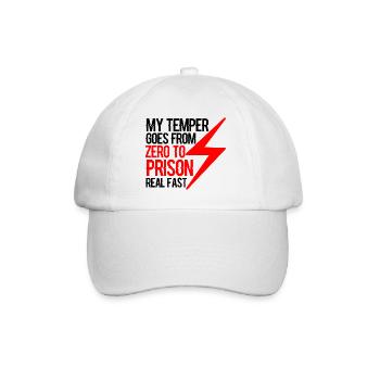 Mon tempérament passe de zéro à la prison très vite 4 - Casquette classique - blanc/blanc - Devant