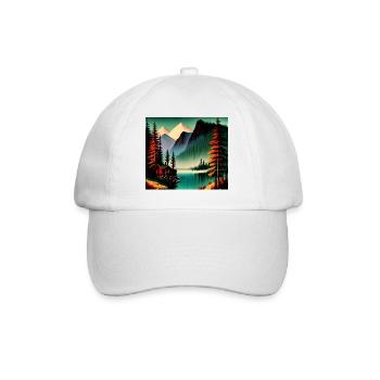 Retro mountain range with lake - Baseball Cap - white/white - Front