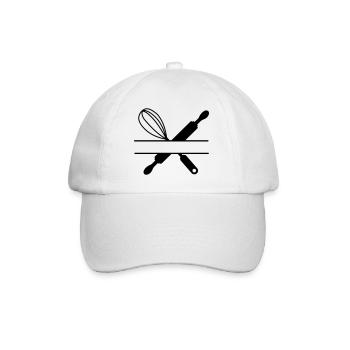 Banner text rolling pin and whisk - Baseball Cap - white/white - Front