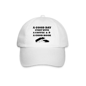 A good day a coffee and a good book - Baseball Cap - white/white - Front