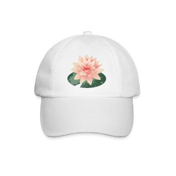 wunderschöne Seerose mit grünem Seerosenblatt - Baseballkappe - Weiß/Weiß - Vorne