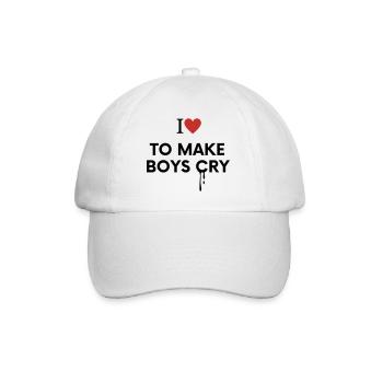 I Love To Make Boys Cry Funny Red Heart Love - Baseball Cap - white/white - Front