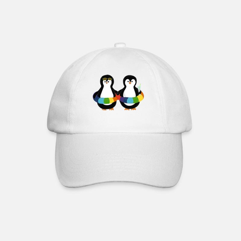 Pinguine im Schwimmring - Baseballkappe - Weiß/Weiß