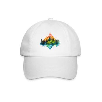 Natur Abenteuer Wildnis Berge Wald Bäume Bunt - Baseballkappe - Weiß/Weiß - Vorne