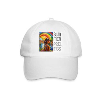 Summer Feeling: Regenbogen über einer brasilianisc - Baseballkappe - Weiß/Weiß - Vorne