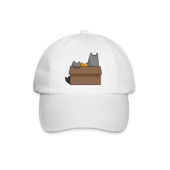 Cute Cats inside box, Love Cats - Baseball Cap - white/white - Front