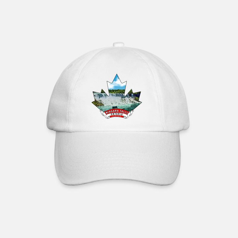 Niagara Falls, Ontario Canada Maple Leaf - Baseball Cap - white/white