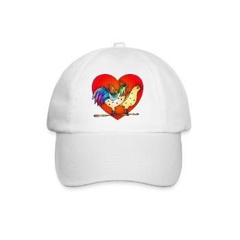 Rooster and hen - Baseball Cap - white/white - Front