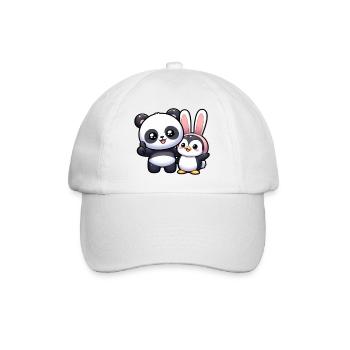 Panda und Pinguin - Baseballkappe - Weiß/Weiß - Vorne