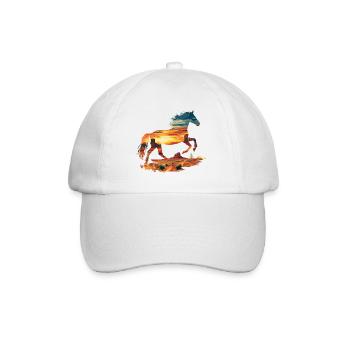 Horse Wild West Western Riding Wilderness Cowboy USA - Baseball Cap - white/white - Front