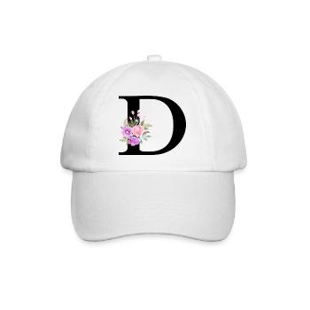 Purple Floral Letter D - Baseball Cap - white/white - Front
